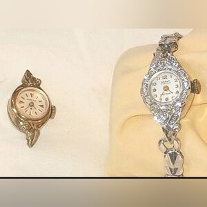 2 1960's 10KRGP Manual Winding Watches, 1 NOS Mvmt - 2 10KRGP Watch Bracelets